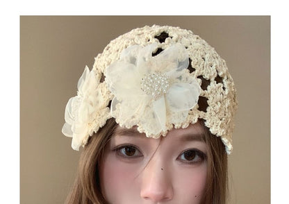 Floral Knit Bonnet Hat