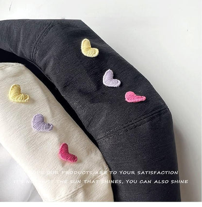 Heart Embroidered Beret Hat