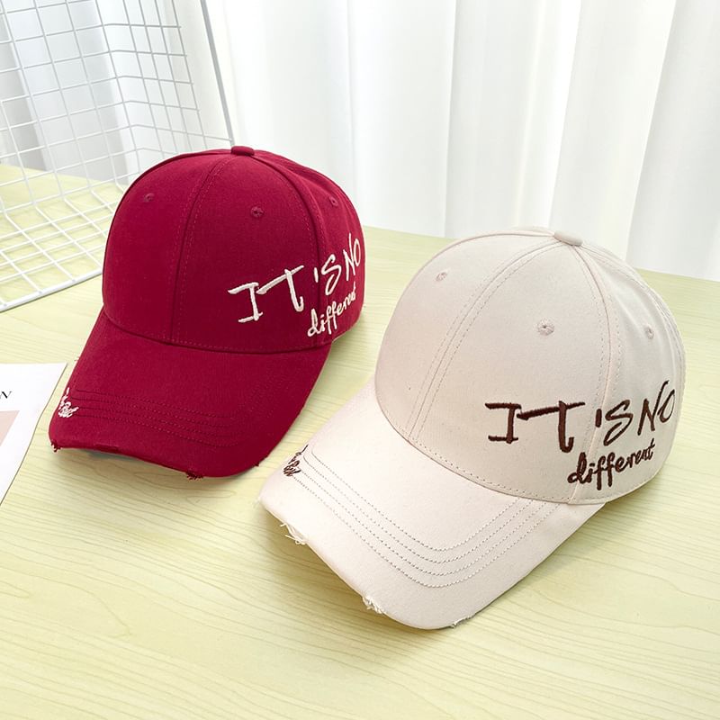 Distressed Lettering Embroidered Baseball Cap