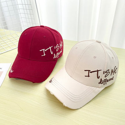 Distressed Lettering Embroidered Baseball Cap