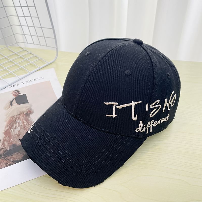 Distressed Lettering Embroidered Baseball Cap