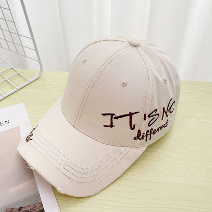 Distressed Lettering Embroidered Baseball Cap