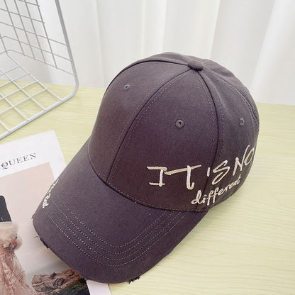 Distressed Lettering Embroidered Baseball Cap