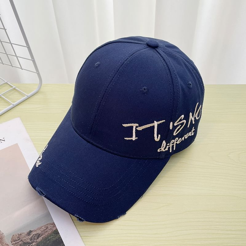 Distressed Lettering Embroidered Baseball Cap