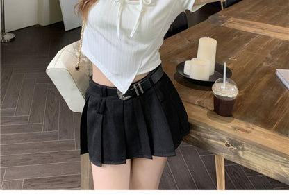 Asymmetrical Lace-Up Crop Top