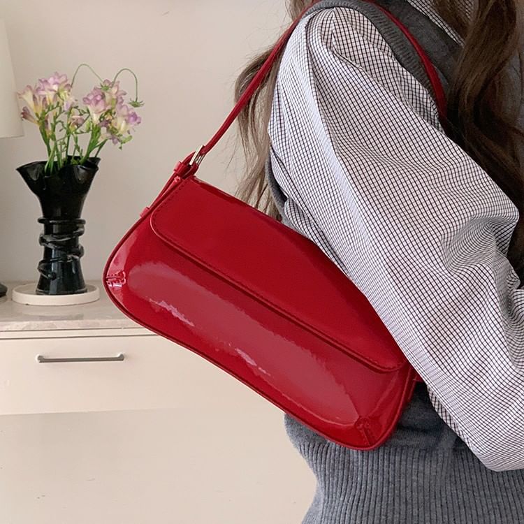 Patent Flap Shoulder Bag