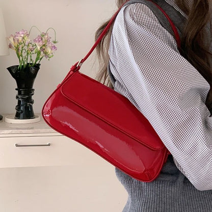 Patent Flap Shoulder Bag