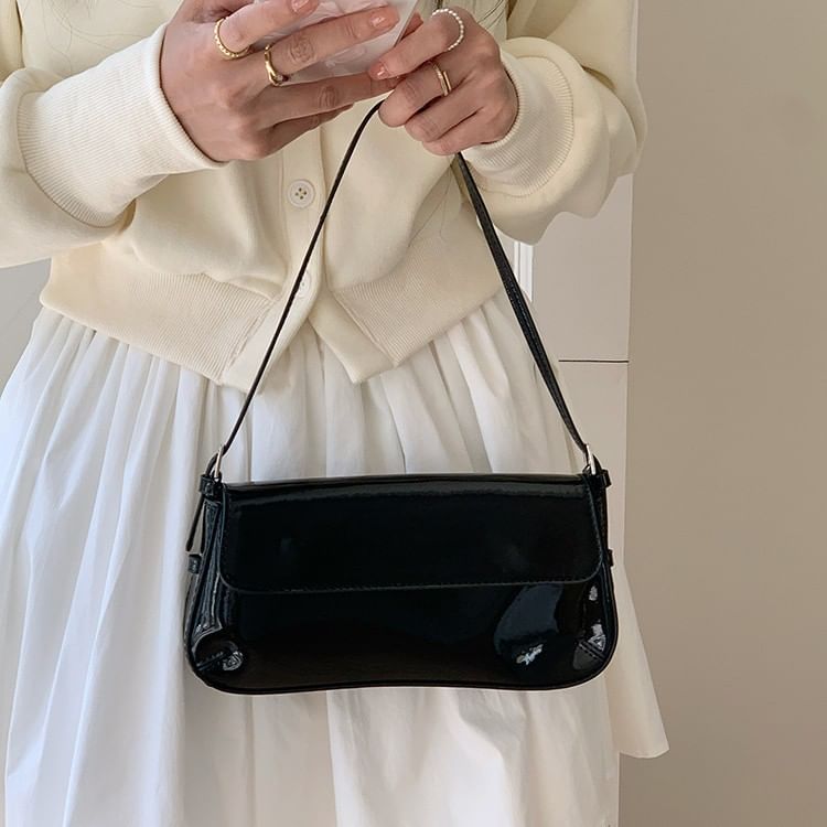 Patent Flap Shoulder Bag