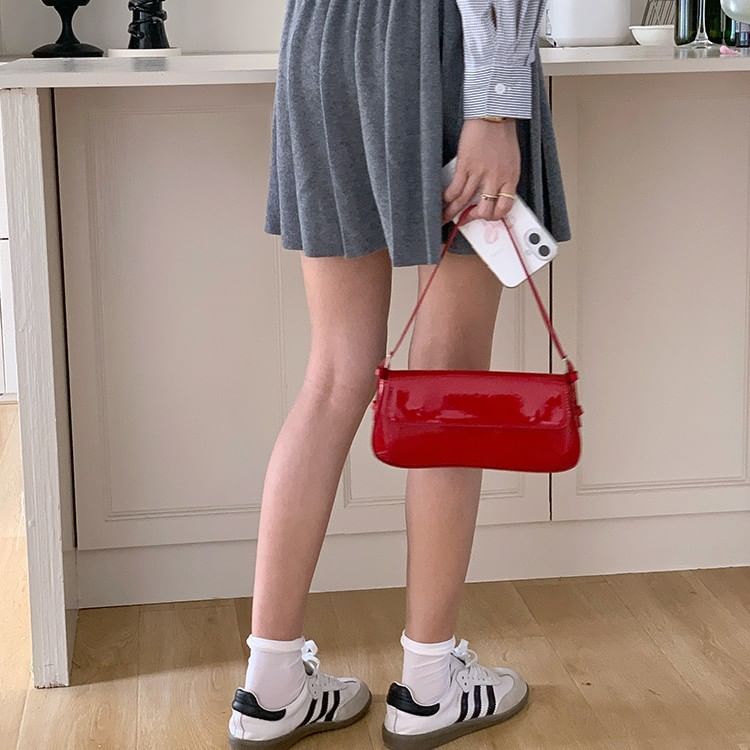 Patent Flap Shoulder Bag