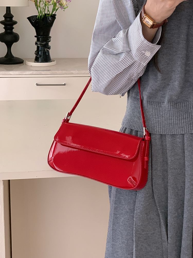 Patent Flap Shoulder Bag