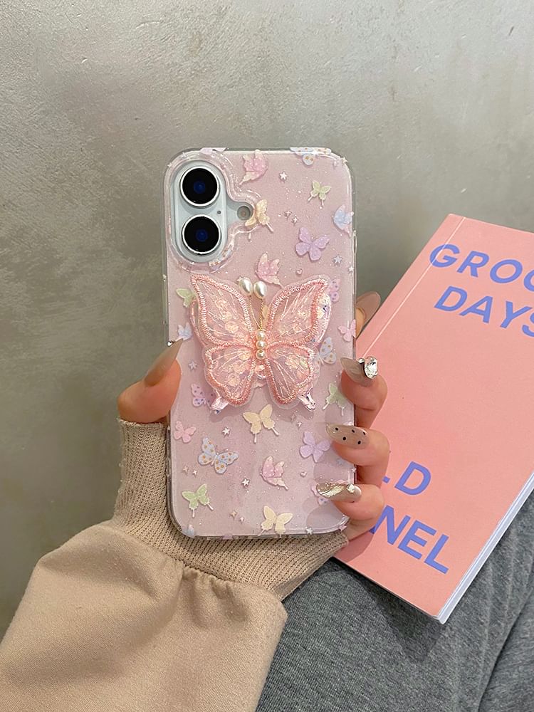 Butterfly Phone Case / Adhesive Decoration / Strap / Set