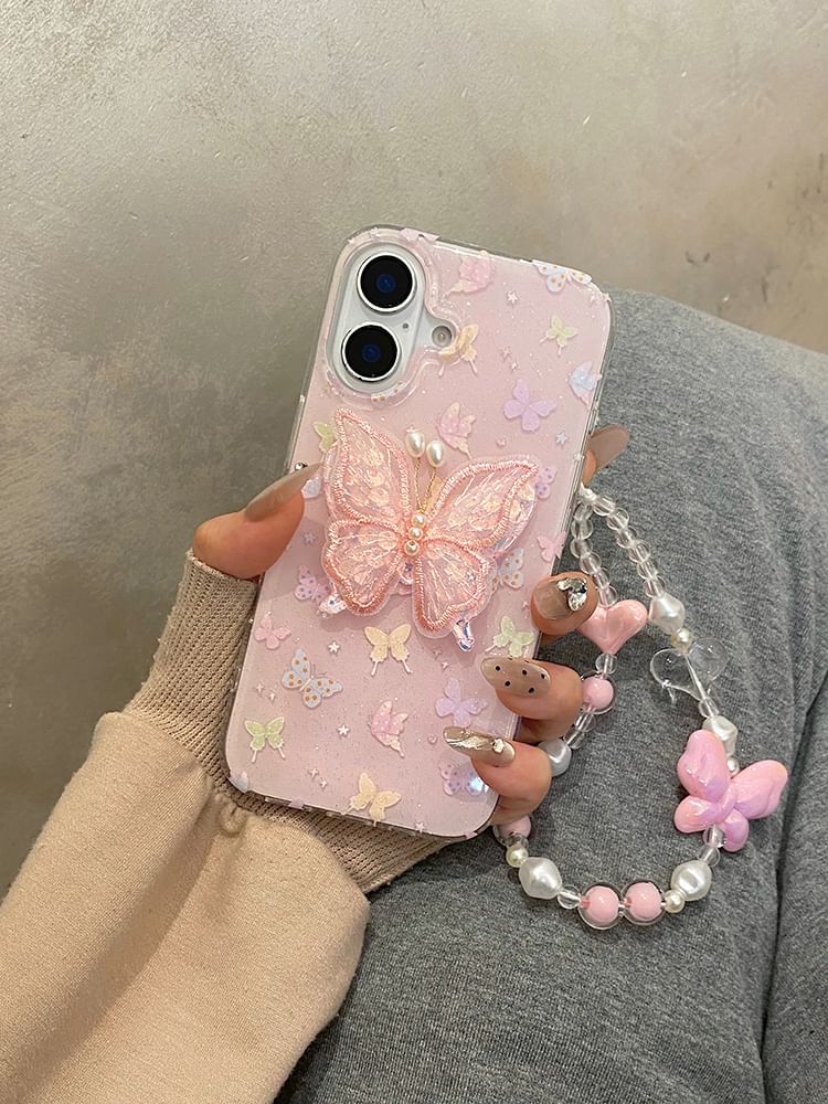 Butterfly Phone Case / Adhesive Decoration / Strap / Set