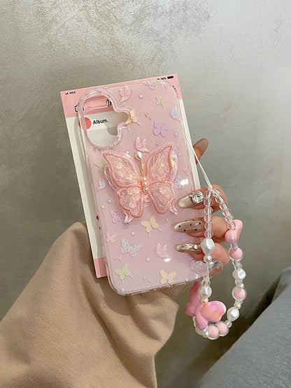 Butterfly Phone Case / Adhesive Decoration / Strap / Set