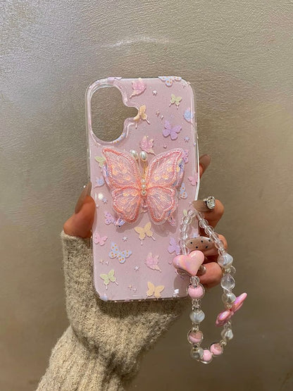 Butterfly Phone Case / Adhesive Decoration / Strap / Set