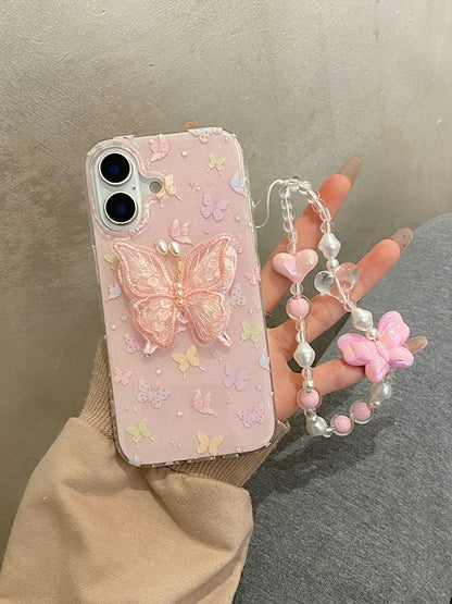 Butterfly Phone Case / Adhesive Decoration / Strap / Set