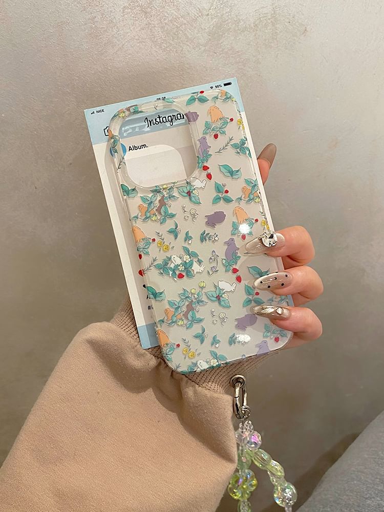 Floral Rabbit Phone Case / Strap / Set
