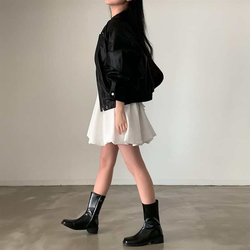 Plain Mini A-Line Dress with Spaghetti Straps
