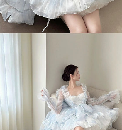 Mini Corset A-Line Dress / Ruffle Trim Maxi Jacket / Petticoat Skirt Set