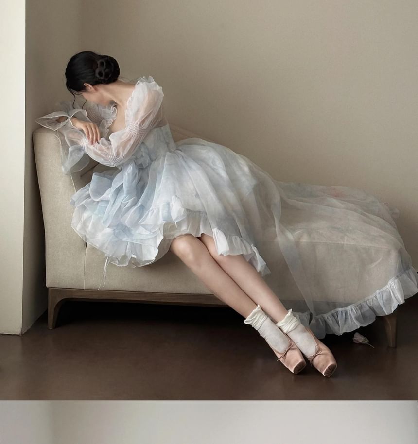 Mini Corset A-Line Dress / Ruffle Trim Maxi Jacket / Petticoat Skirt Set