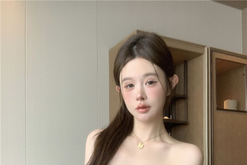 Plain Buckled Mini A-Line Tube Dress