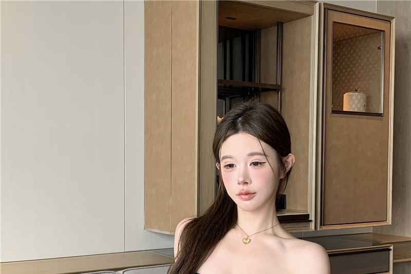 Plain Buckled Mini A-Line Tube Dress