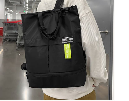 Applique Panel Tote Backpack Nylon