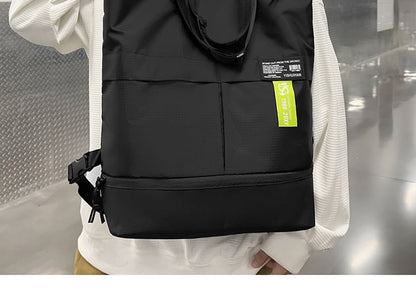 Applique Panel Tote Backpack Nylon