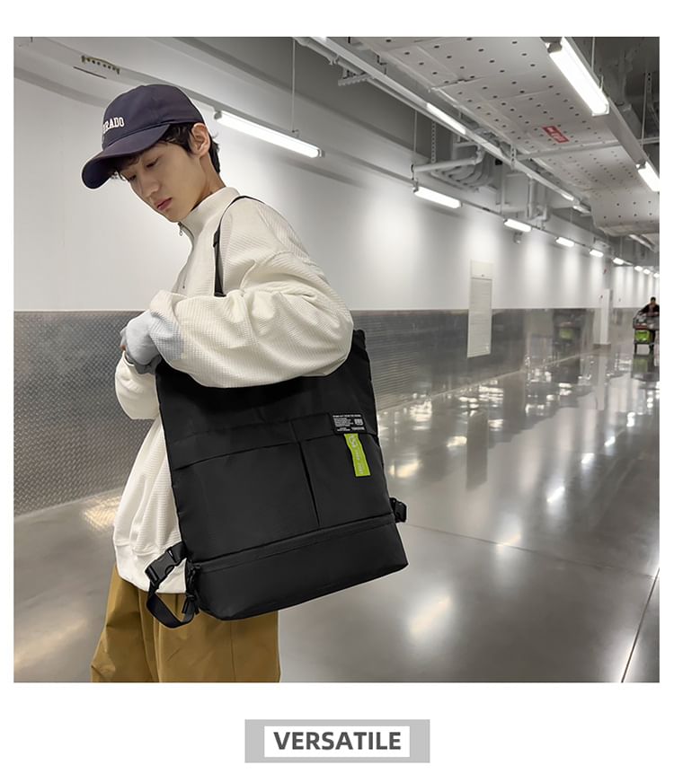 Applique Panel Tote Backpack Nylon