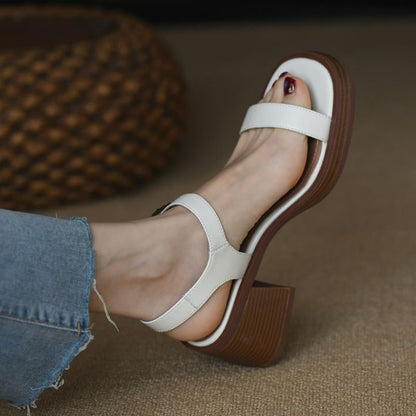 Block Heel Buckled Strap Sandals