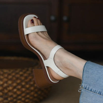 Block Heel Buckled Strap Sandals