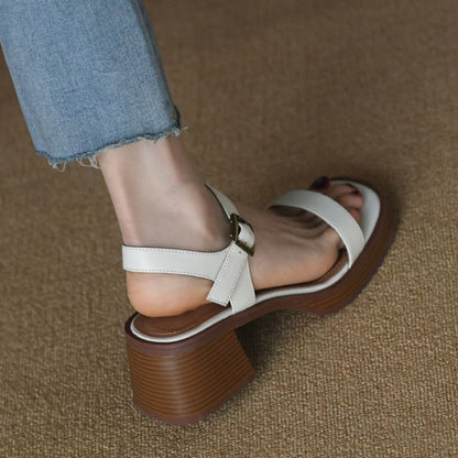 Block Heel Buckled Strap Sandals
