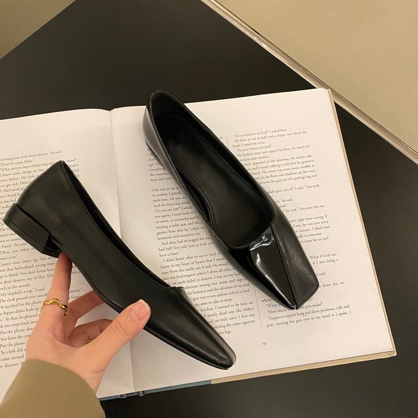 Square Toe Faux Leather Flats