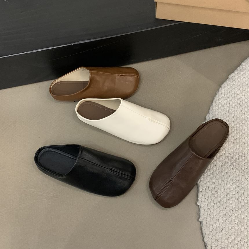 Plain Faux Leather Mules