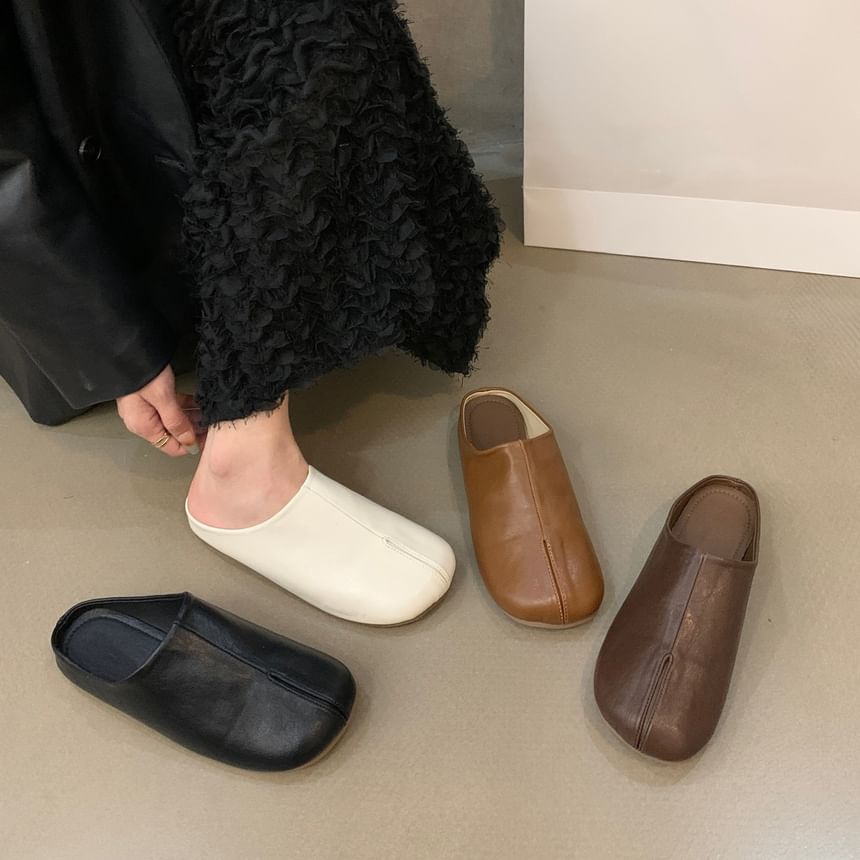 Plain Faux Leather Mules