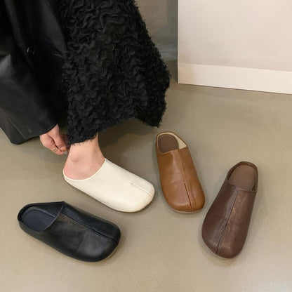 Plain Faux Leather Mules