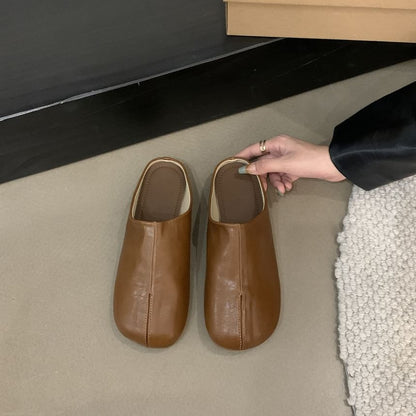 Plain Faux Leather Mules