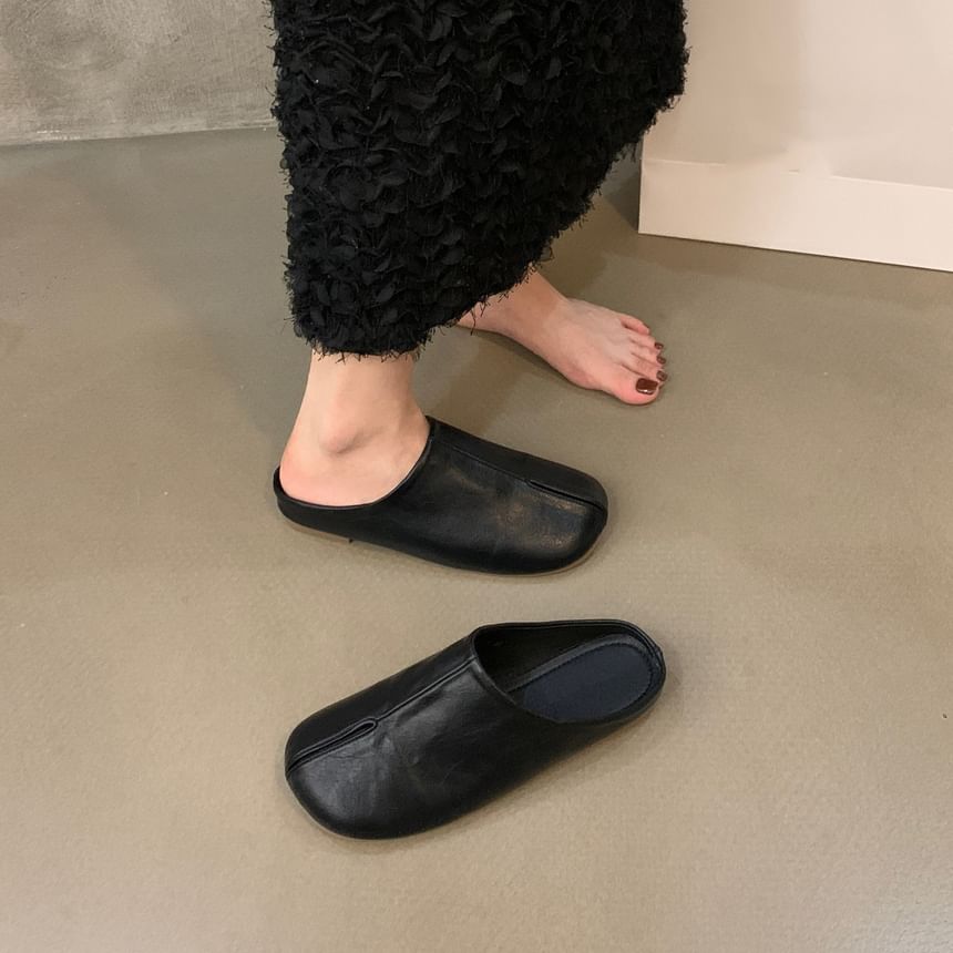 Plain Faux Leather Mules