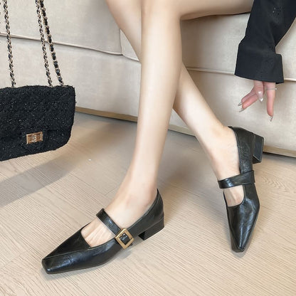 Low Heel Square Toe Mary Jane Pumps