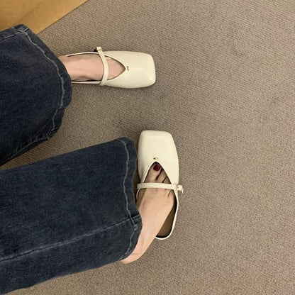 Square Toe Faux Leather Mules