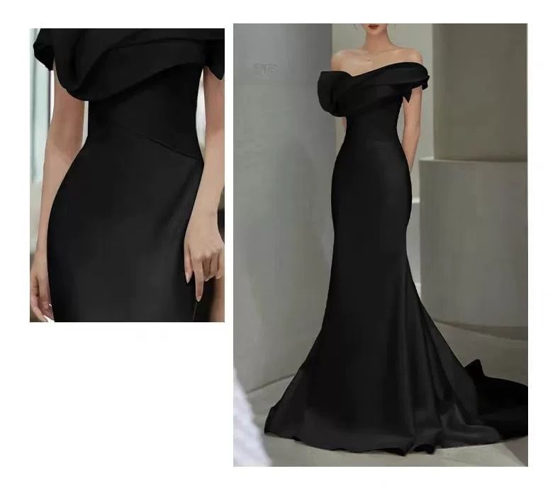 Off Shoulder Plain Sheath Evening Gown