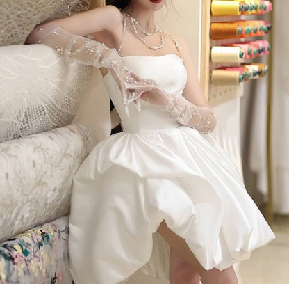 Long-Sleeve Lace Panel A-Line Evening Dress