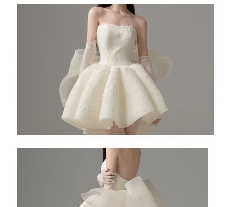 Off Shoulder Plain Mini A-Line Wedding Dress