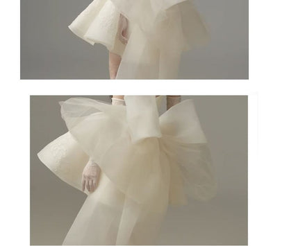 Off Shoulder Plain Mini A-Line Wedding Dress