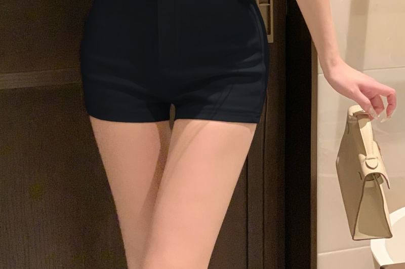 High Waist Plain Hot Pants