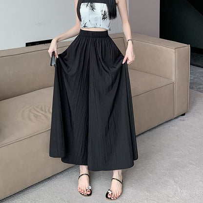 High Waist Plain Cropped Culottes