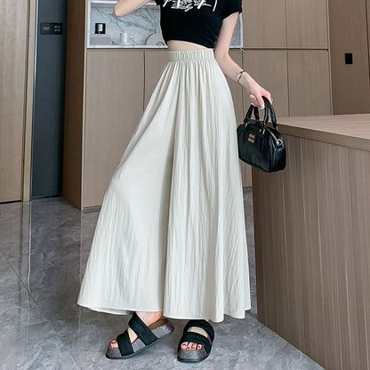 High Waist Plain Cropped Culottes