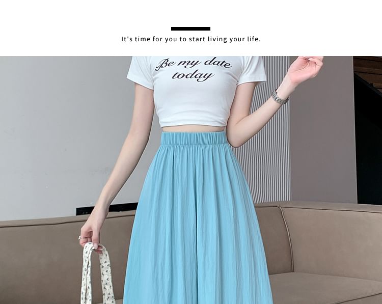 High Waist Plain Cropped Culottes