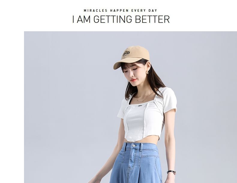 High Waist Denim Midi A-Line Skirt