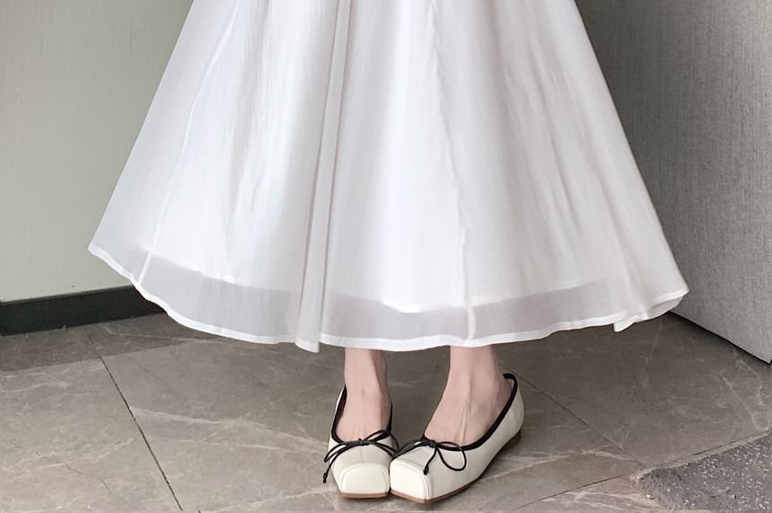 High Rise Plain Mesh Midi A-Line Skirt