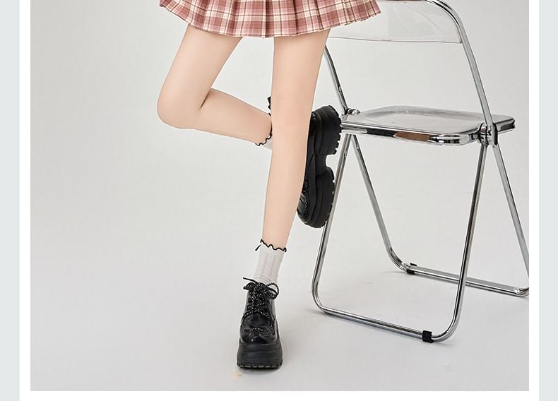 High Rise Plaid Pleated Mini A-Line Skirt